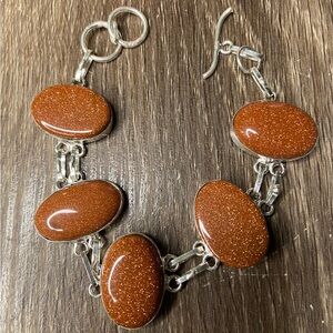 Elegant Goldstone Silver Bracelet